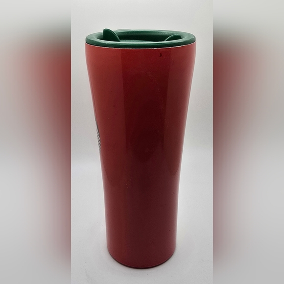 Starbucks Red Metal 16 Oz Travel Cup With Lid 2021 Holiday Cup Hot or Cold - Picture 2 of 5